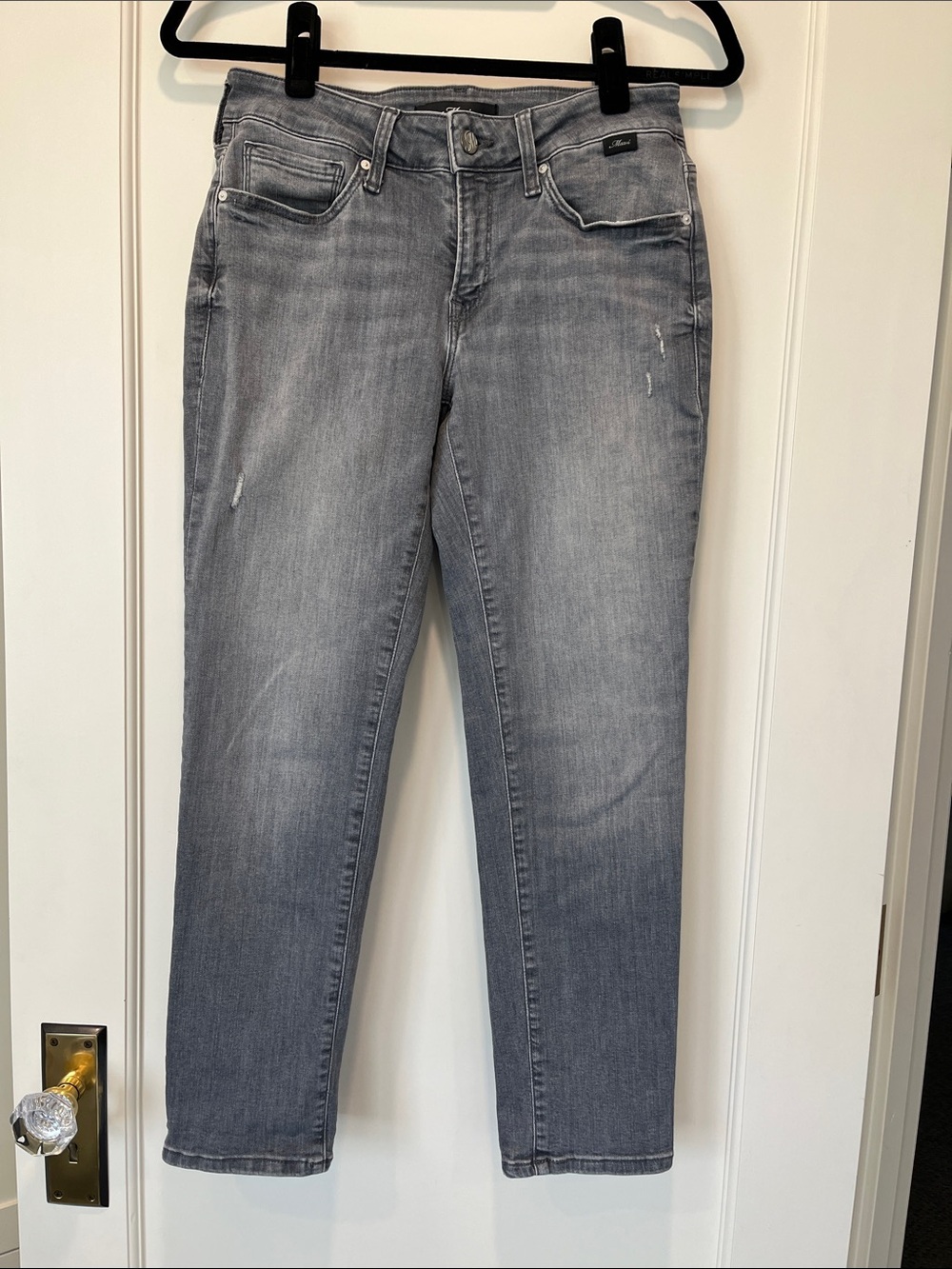 Mavi Women's Light Gray Emma Petite Slim Boyfriend Jeans